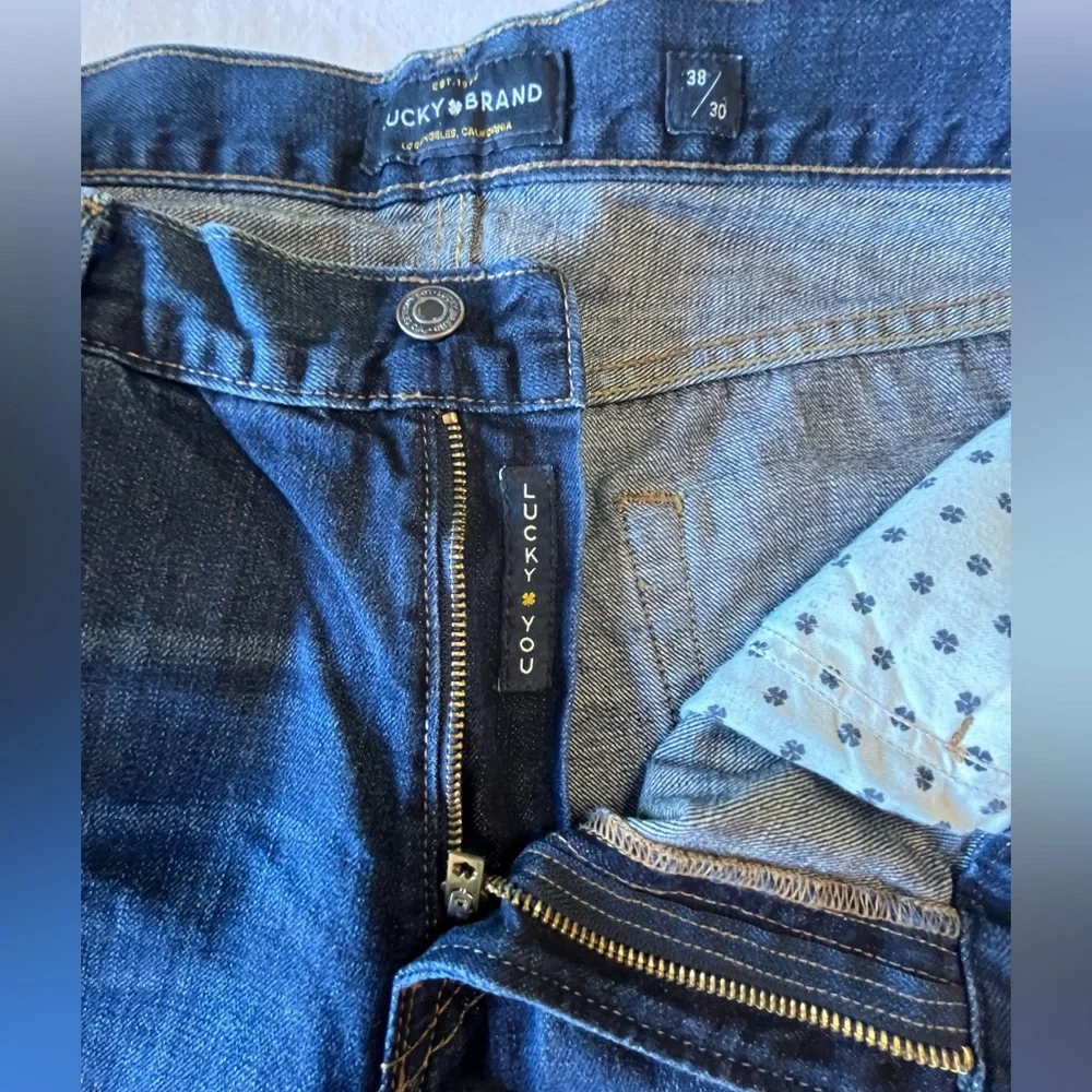 Lucky Brand Original Straight Leg Jeans, 38 X 30 light distressing - Picture 7 of 8